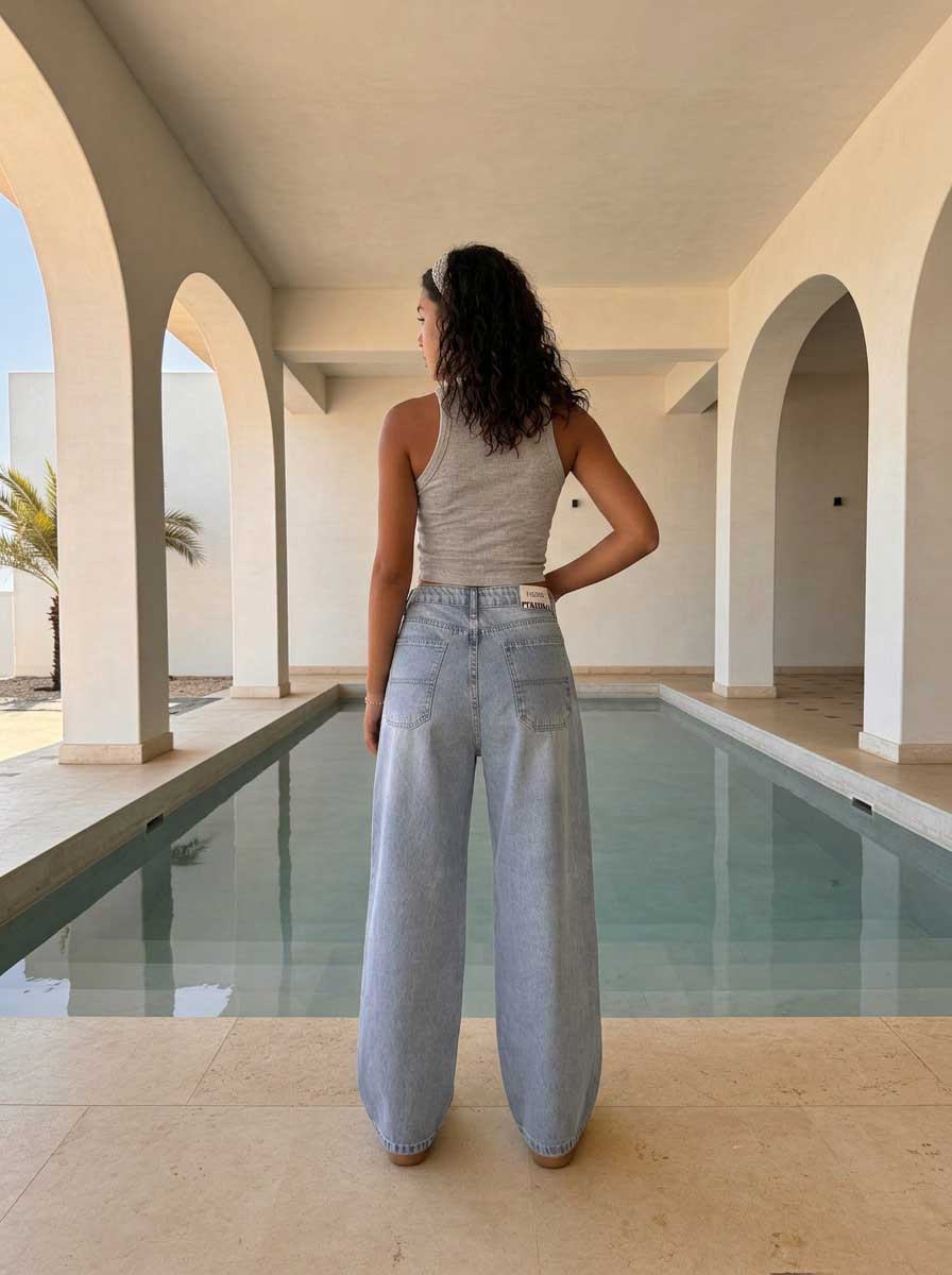 High waisted Light vintage blue skater jeans