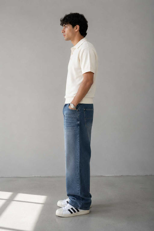 Skater – Mid-Waist Vintage Blue Jeans