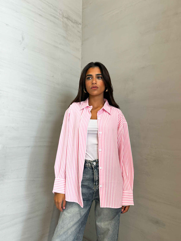 Shirt - Pink/White Striped. New Line CIZARO    - Cizaro Jeans