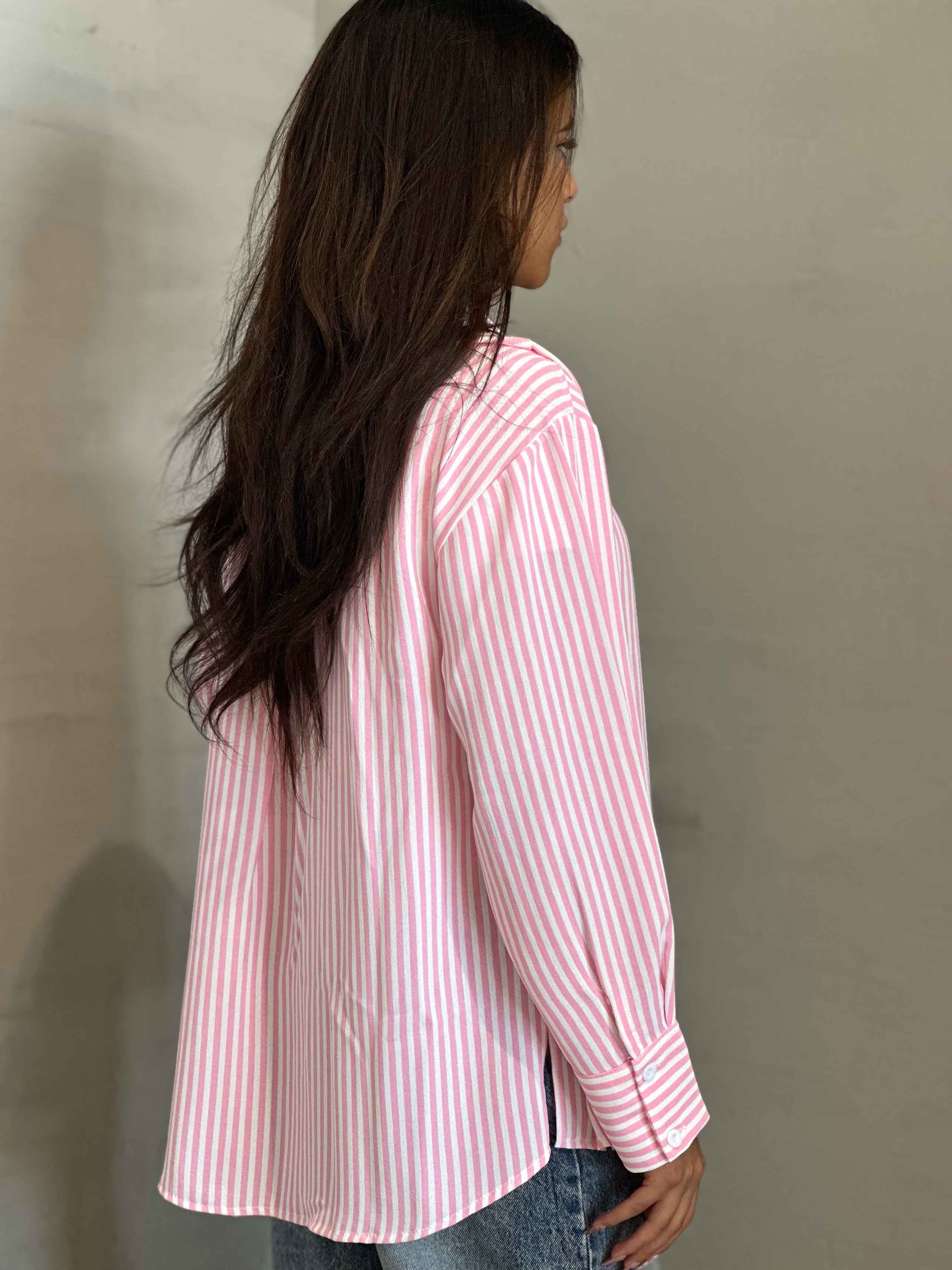 Shirt - Pink/White Striped. New Line CIZARO    - Cizaro Jeans