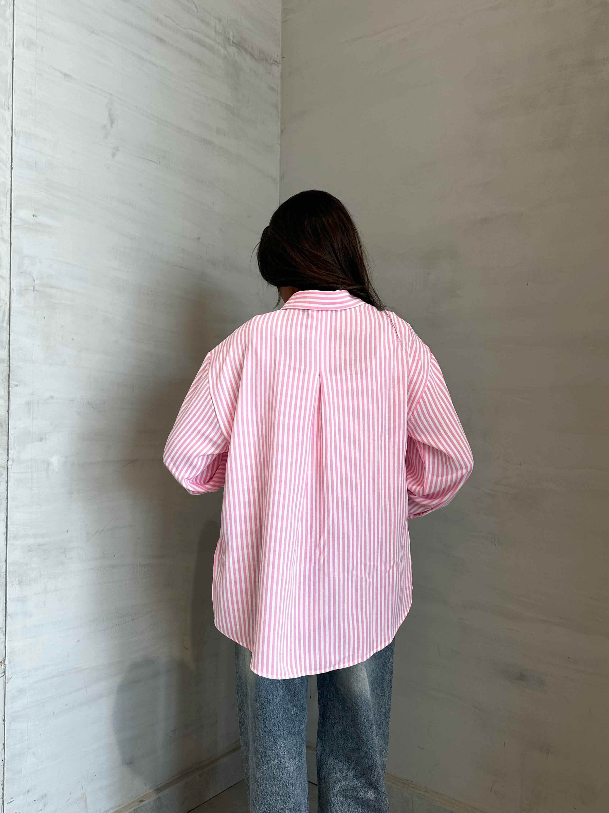 Shirt - Pink/White Striped. New Line CIZARO    - Cizaro Jeans