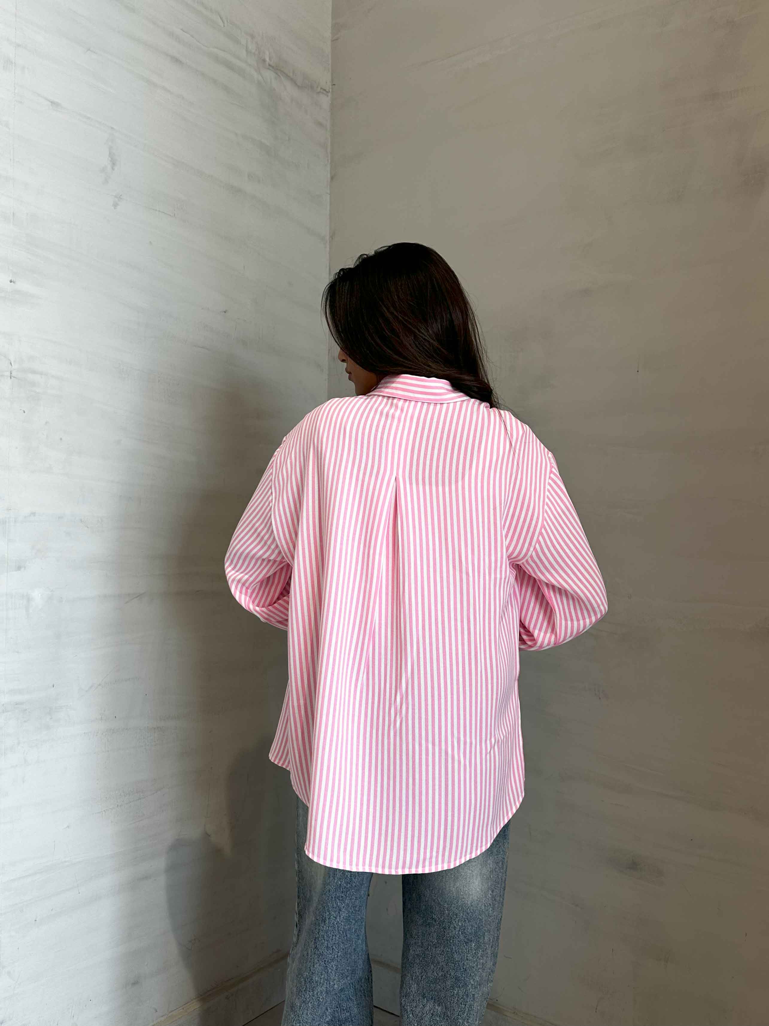 Shirt - Pink/White Striped. New Line CIZARO    - Cizaro Jeans