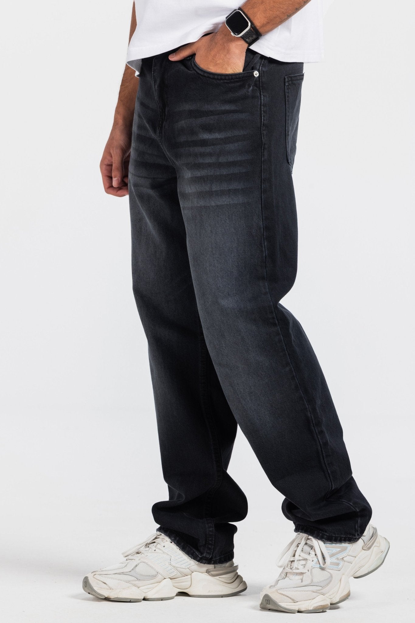 Straight – Washed Black Jeans Straight-Man CIZARO - Cizaro Jeans