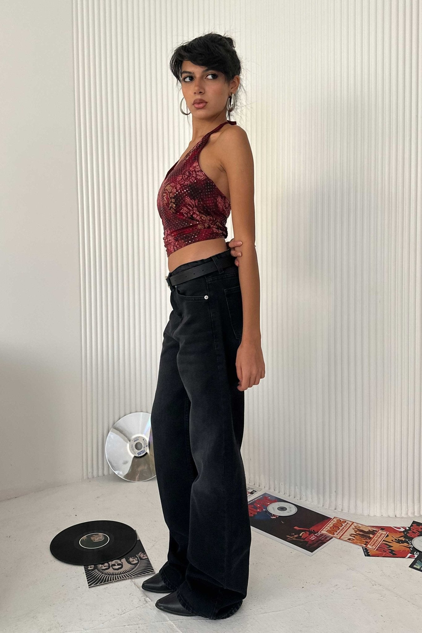 Straight - Mid Rise Washed Black Jeans
