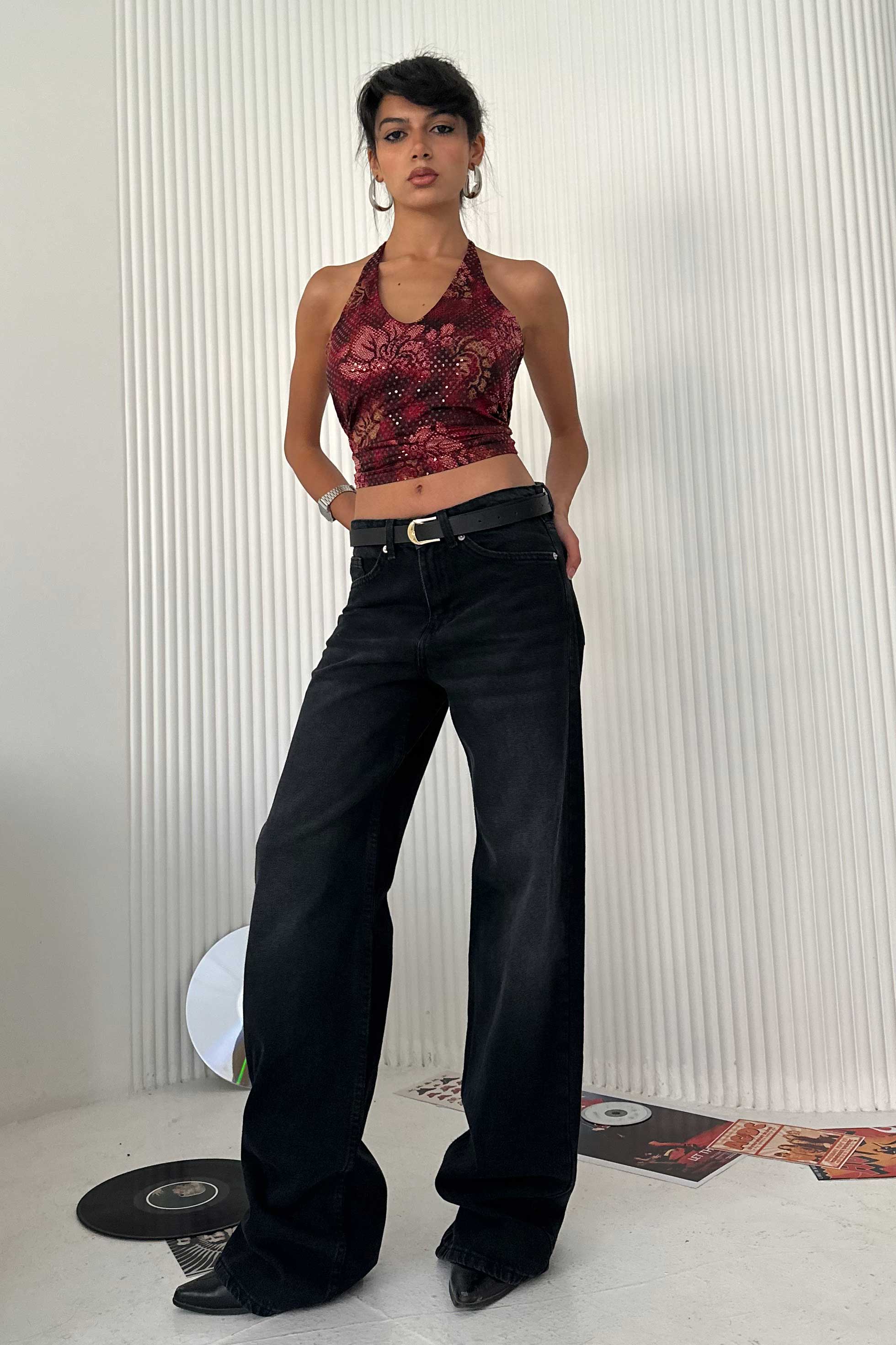 Straight - Mid Rise Washed Black Jeans