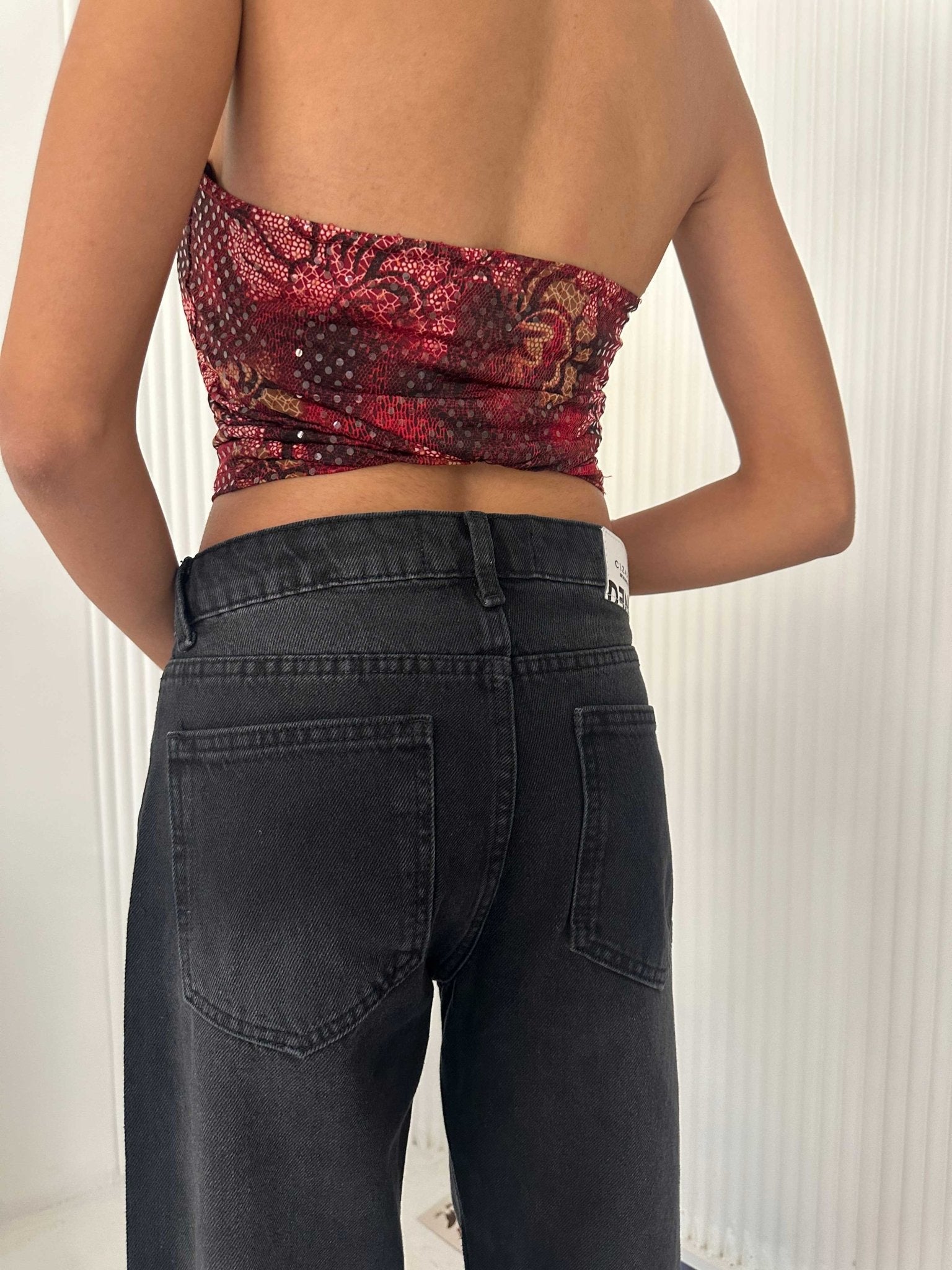 Straight - Mid Rise Washed Black Jeans