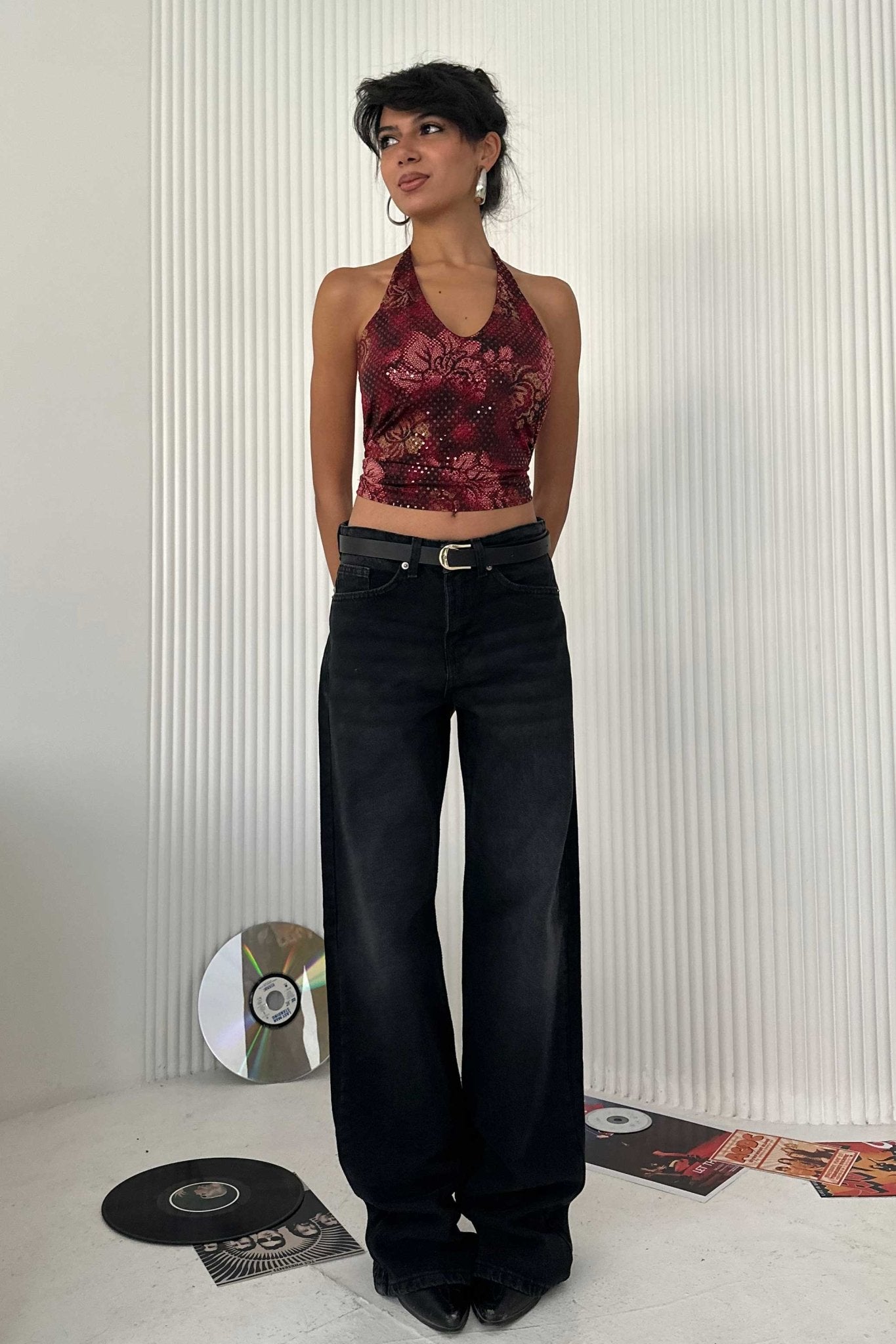 Straight - Mid Rise Washed Black Jeans