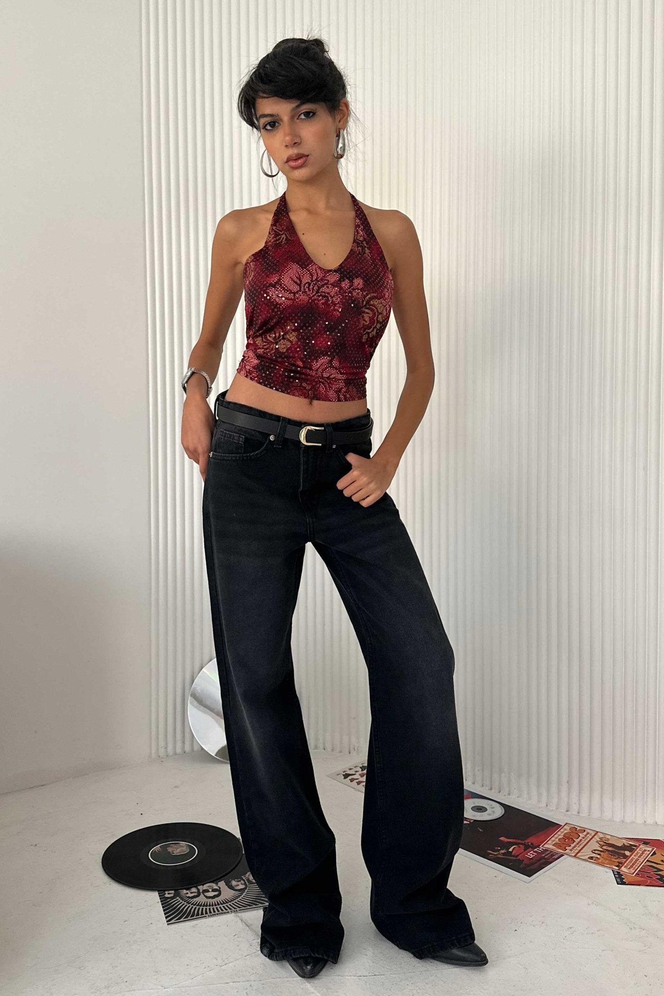 Straight - Mid Rise Washed Black Jeans