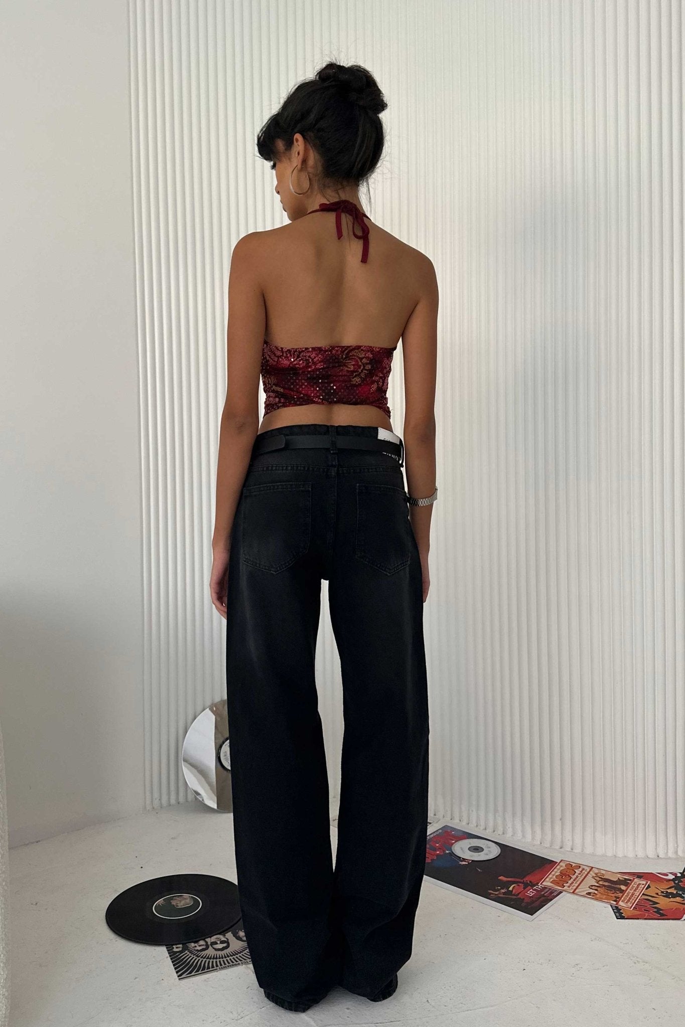 Straight - Mid Rise Washed Black Jeans