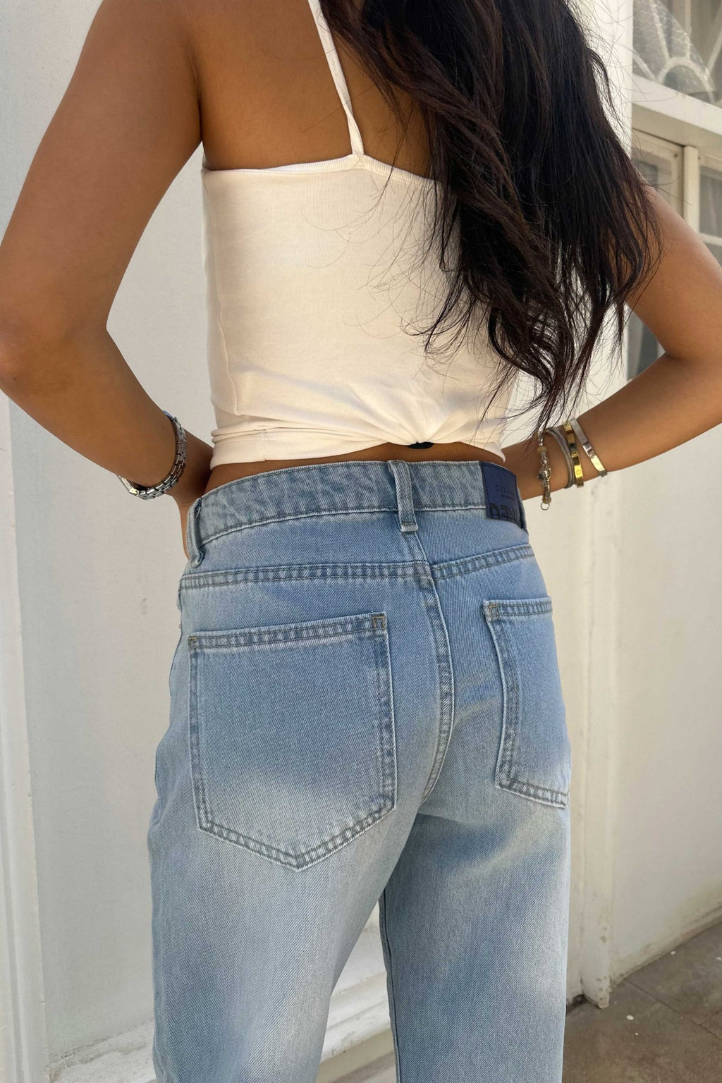 Straight - High Waist Bright Blue Jeans Straight CIZARO - Cizaro Jeans