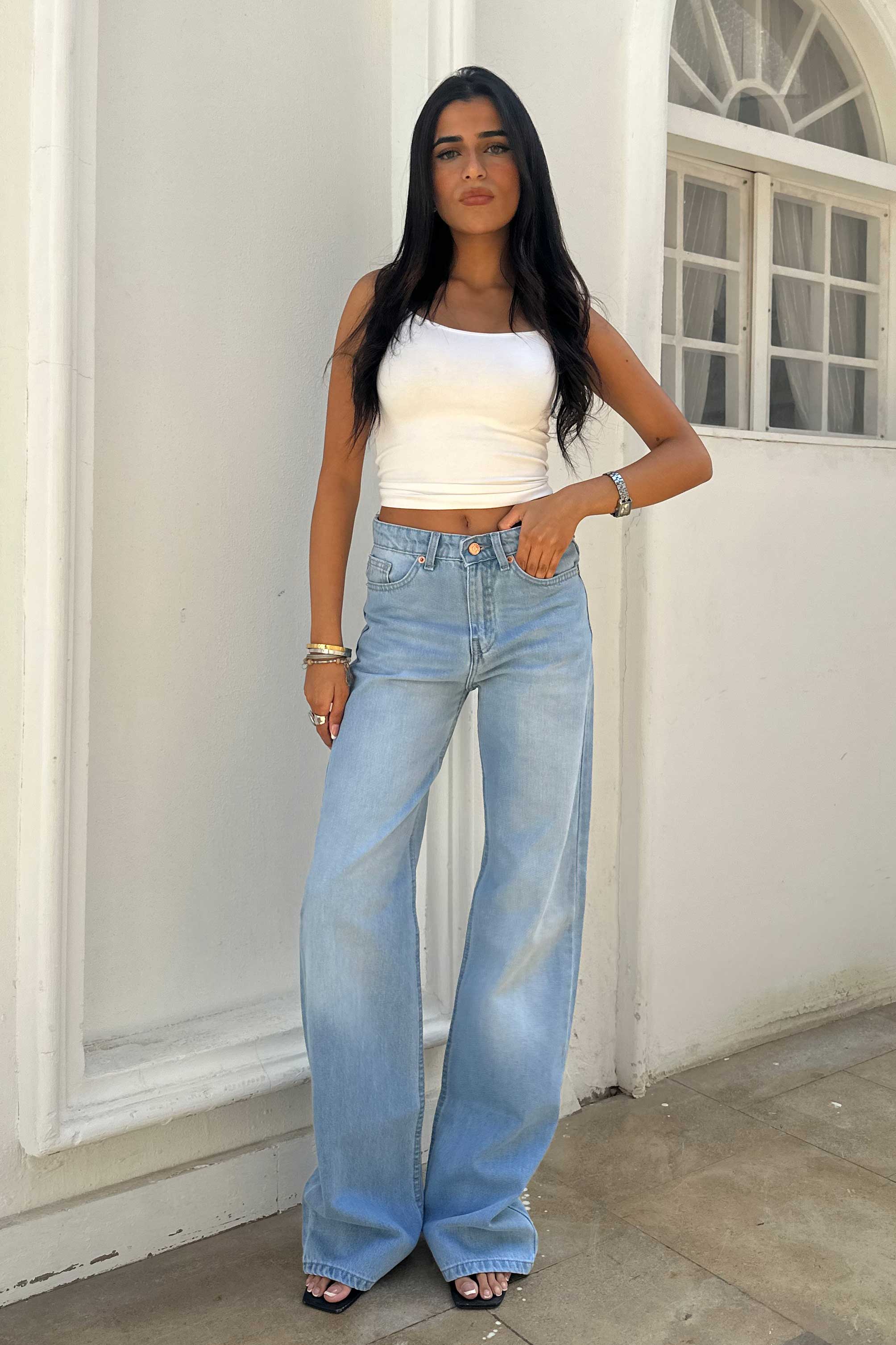 Straight - High Waist Bright Blue Jeans