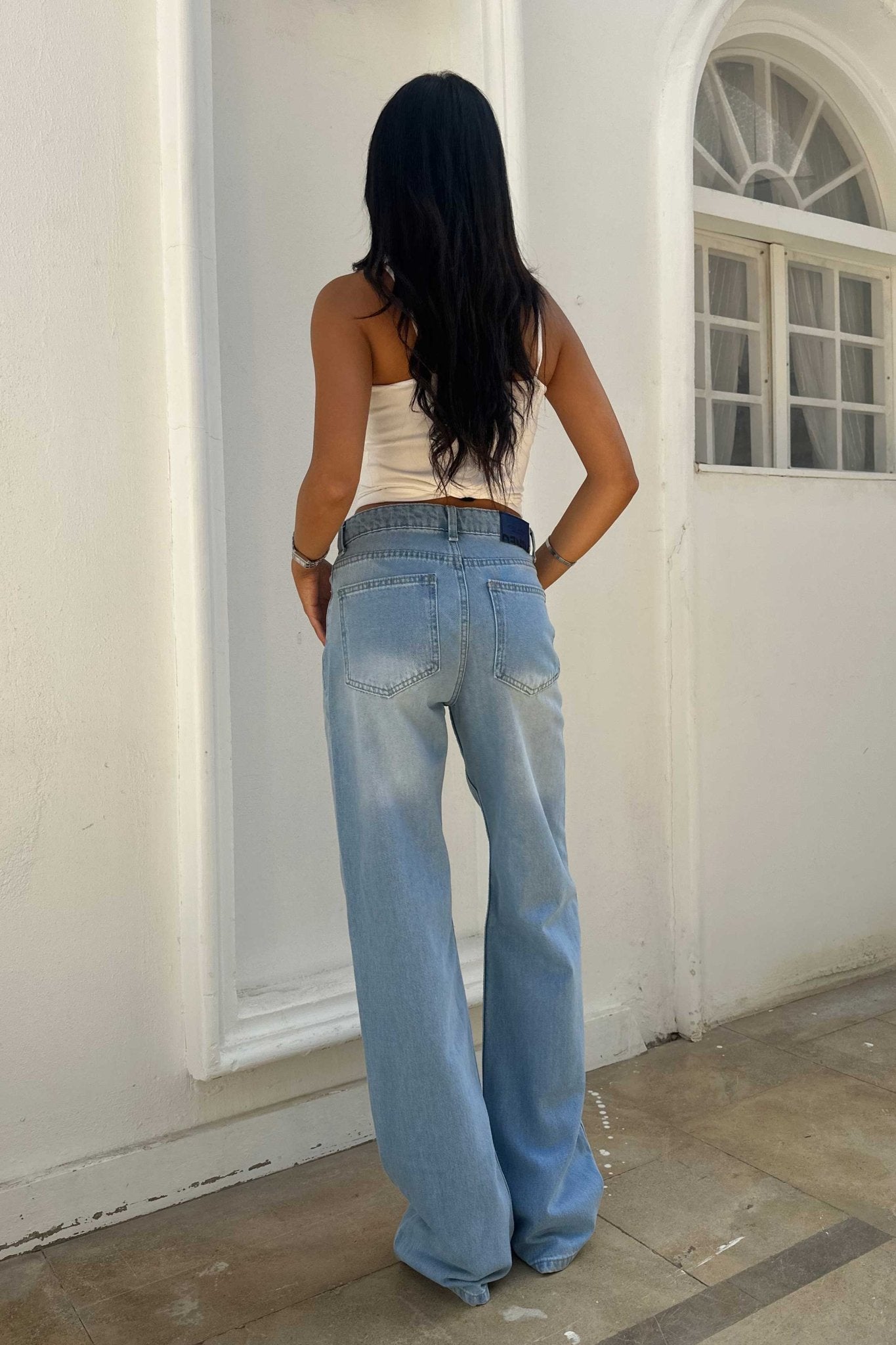 Straight - High Waist Bright Blue Jeans Straight CIZARO - Cizaro Jeans