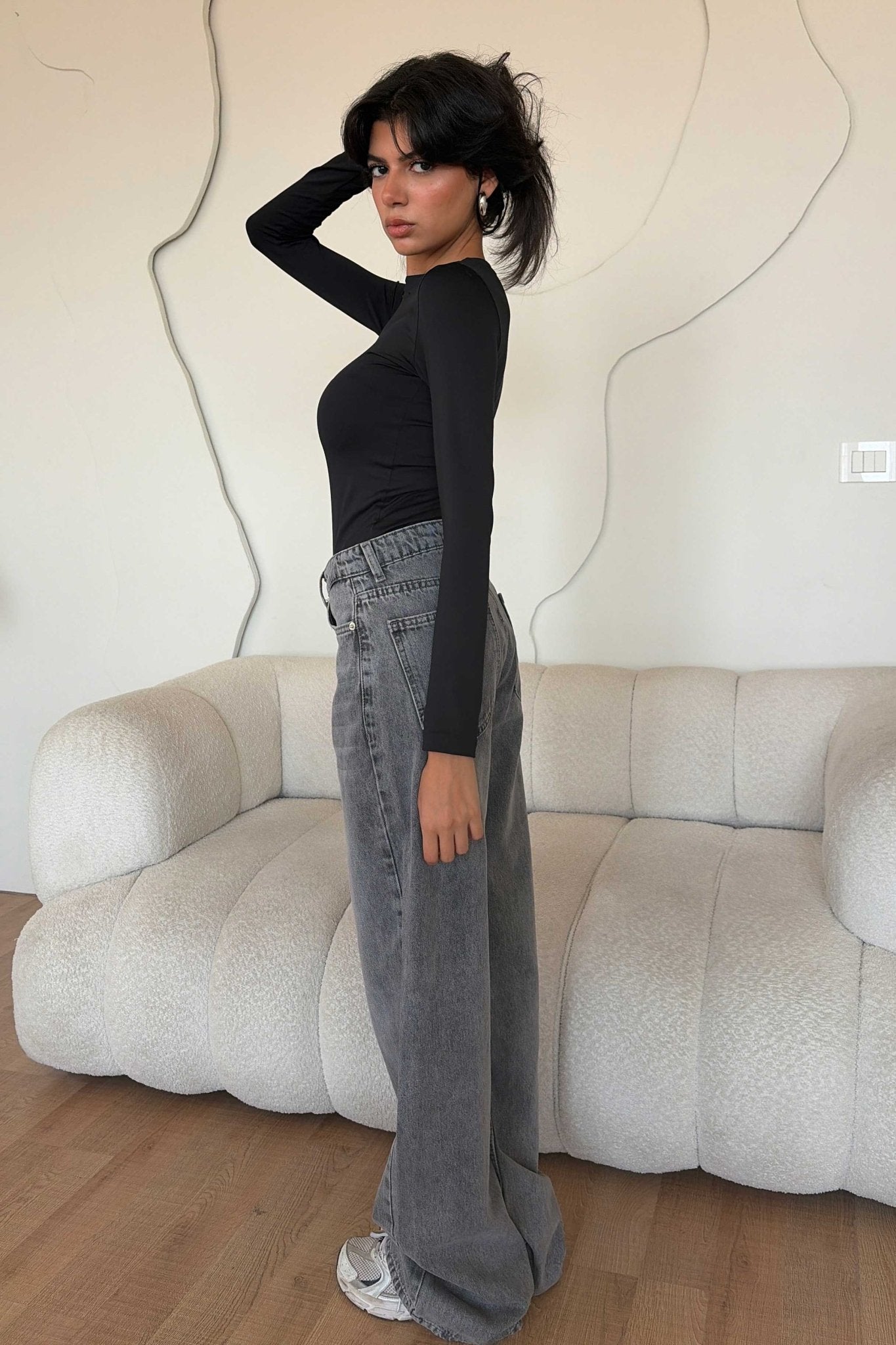 Straight – Mid Rise Mid Grey Washed Jeans straight CIZARO - Cizaro Jeans