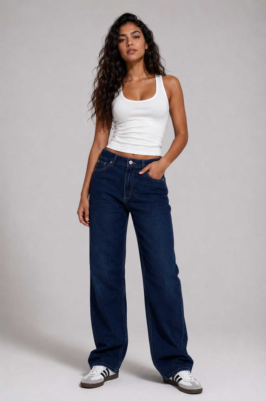 Straight High Waist – Navy Blue Jeans