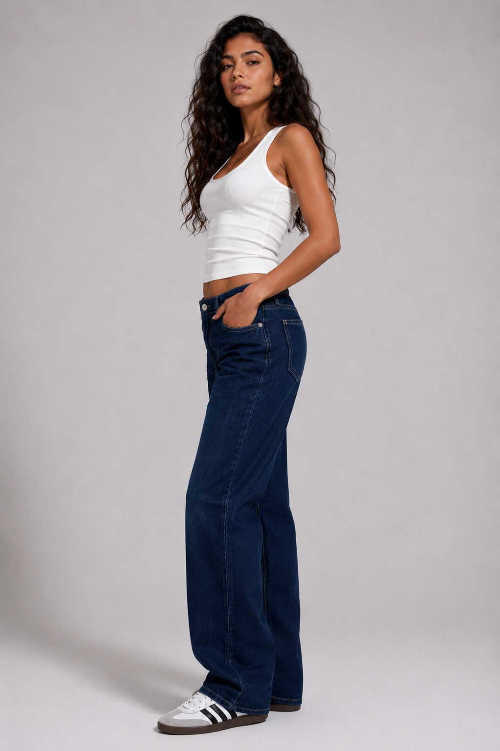 Straight High Waist – Navy Blue Jeans