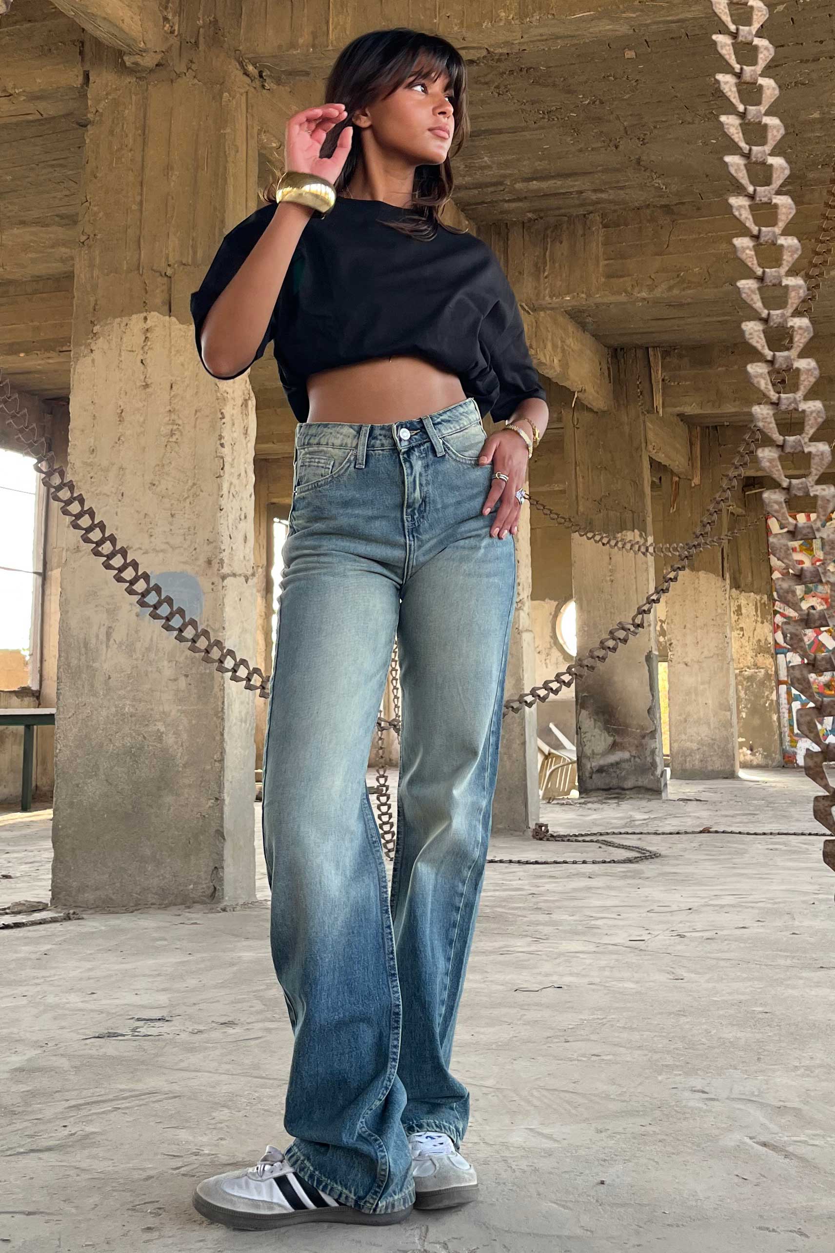 Straight - High-Waist Medium Vintage Blue Jeans straight CIZARO - Cizaro Jeans