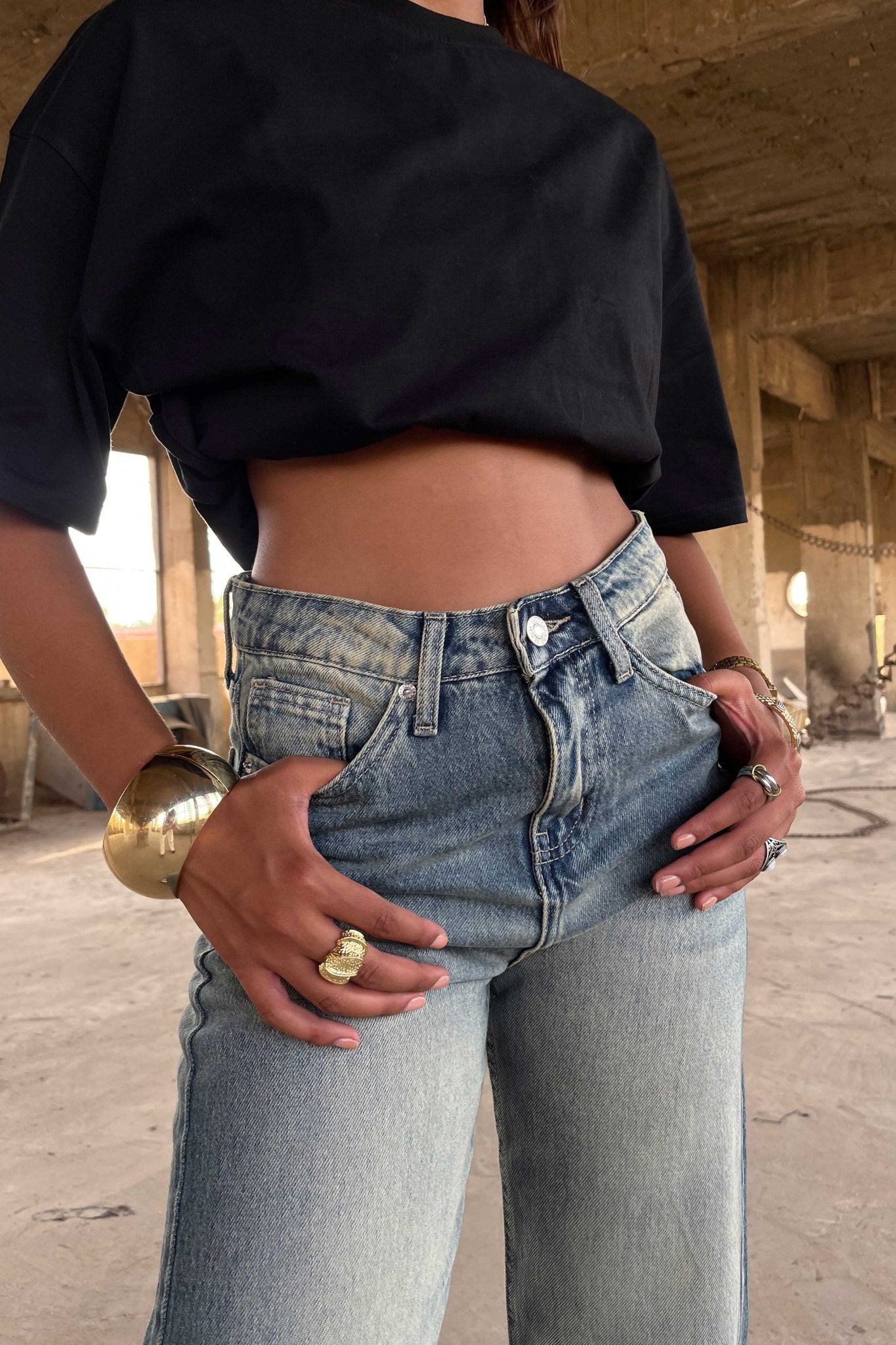 Straight - High-Waist Medium Vintage Blue Jeans straight CIZARO - Cizaro Jeans