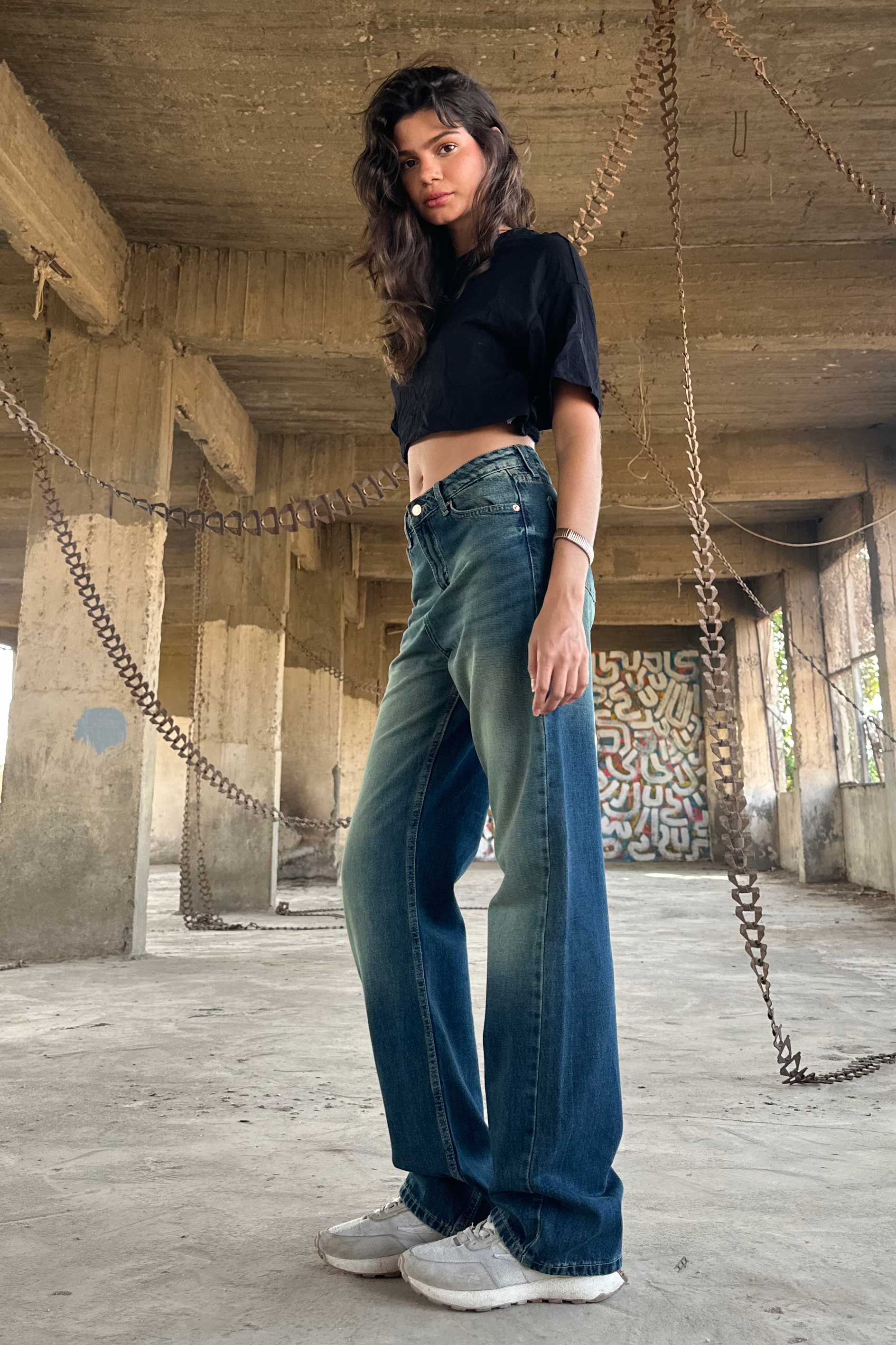 Straight - High-Waist Medium Vintage Fade blue jeans straight CIZARO - Cizaro Jeans