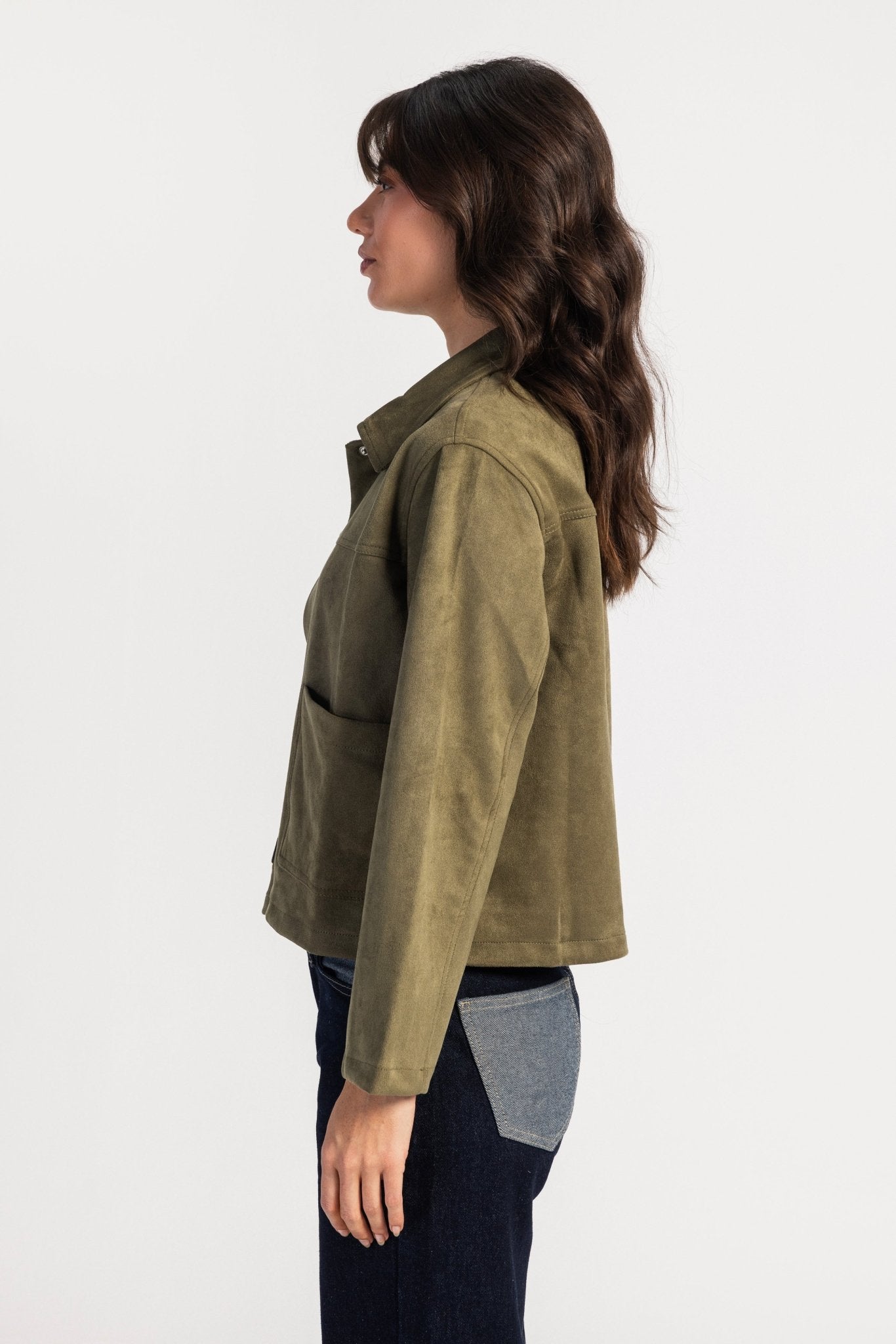 Suede Jacket – Olive jacket CIZARO - Cizaro Jeans