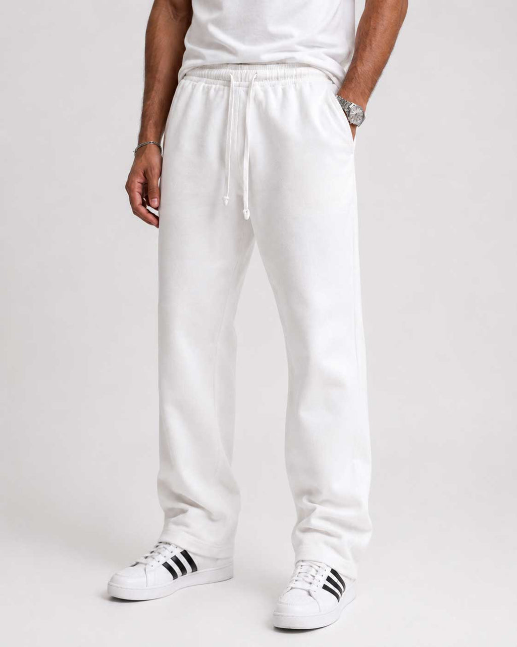 Straight-Leg Sweatpants – White Sweatpants CIZARO - Cizaro Jeans