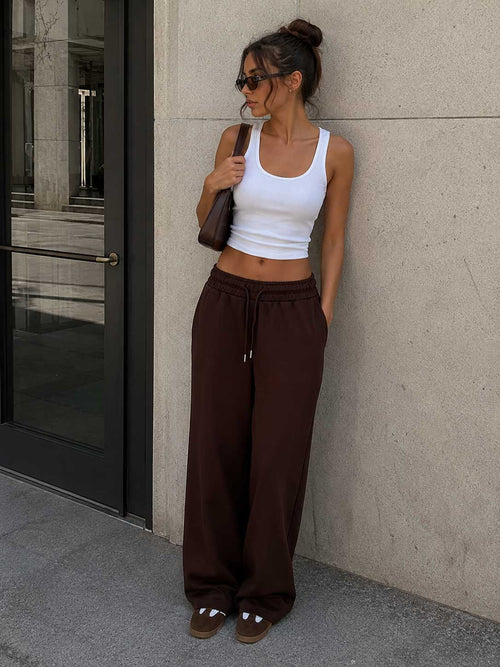 Wide-Leg Sweatpants – Dark Chocolate
