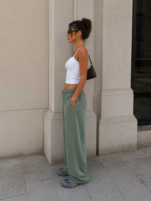 Wide-Leg Sweatpants – Olive