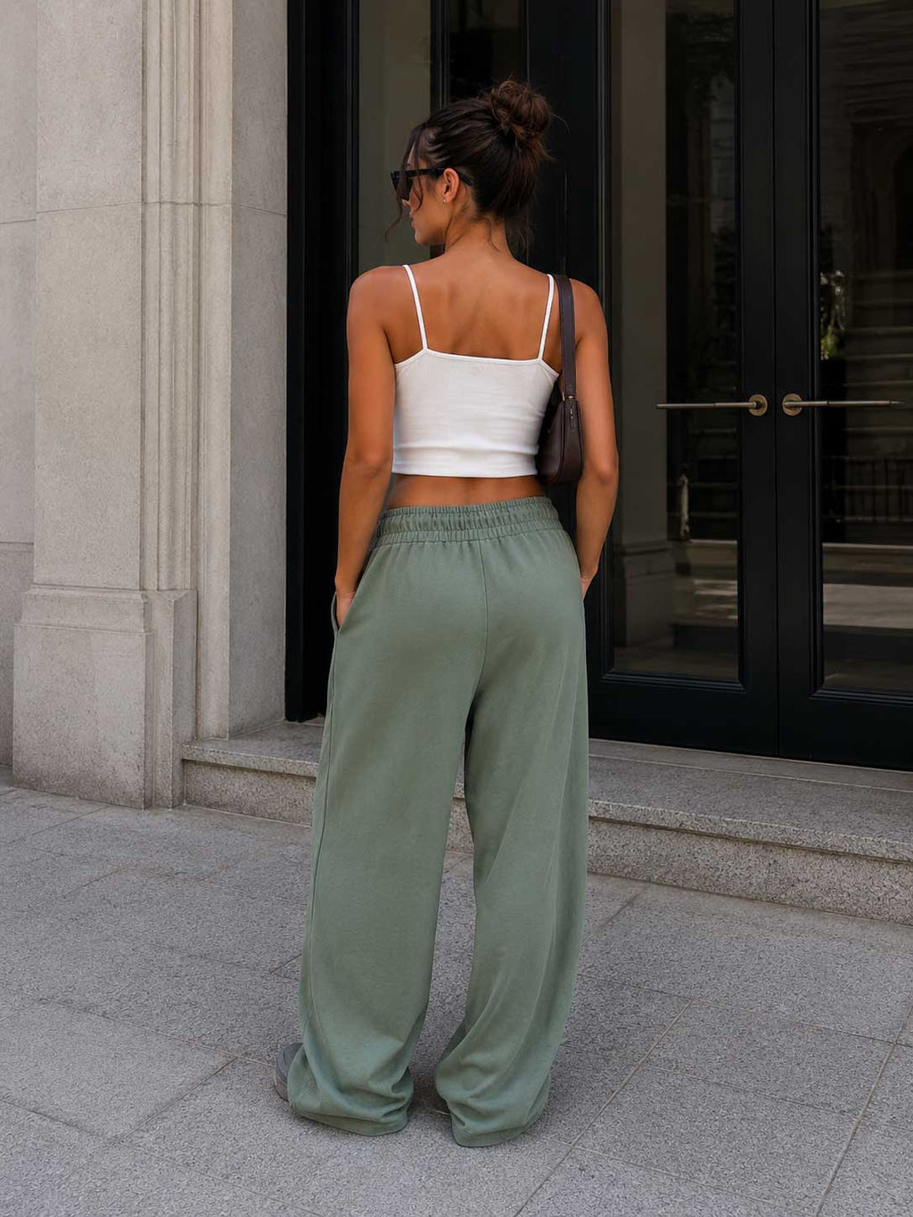 Wide-Leg Sweatpants – Olive