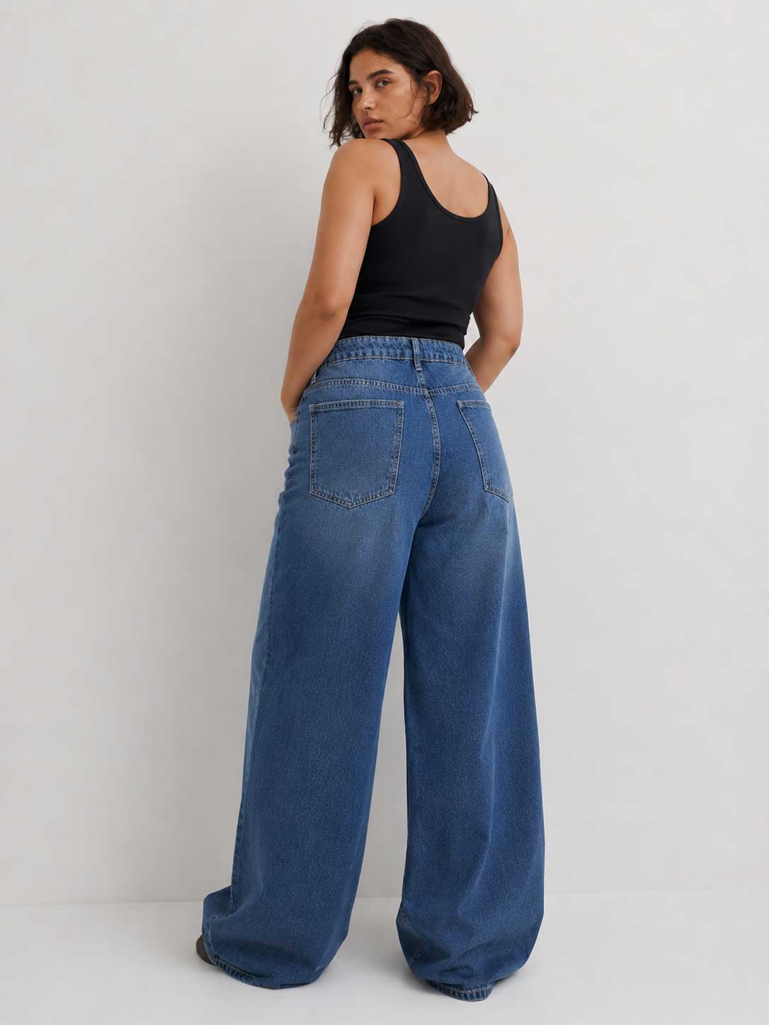 Super Baggy High waist washed Blue jeans