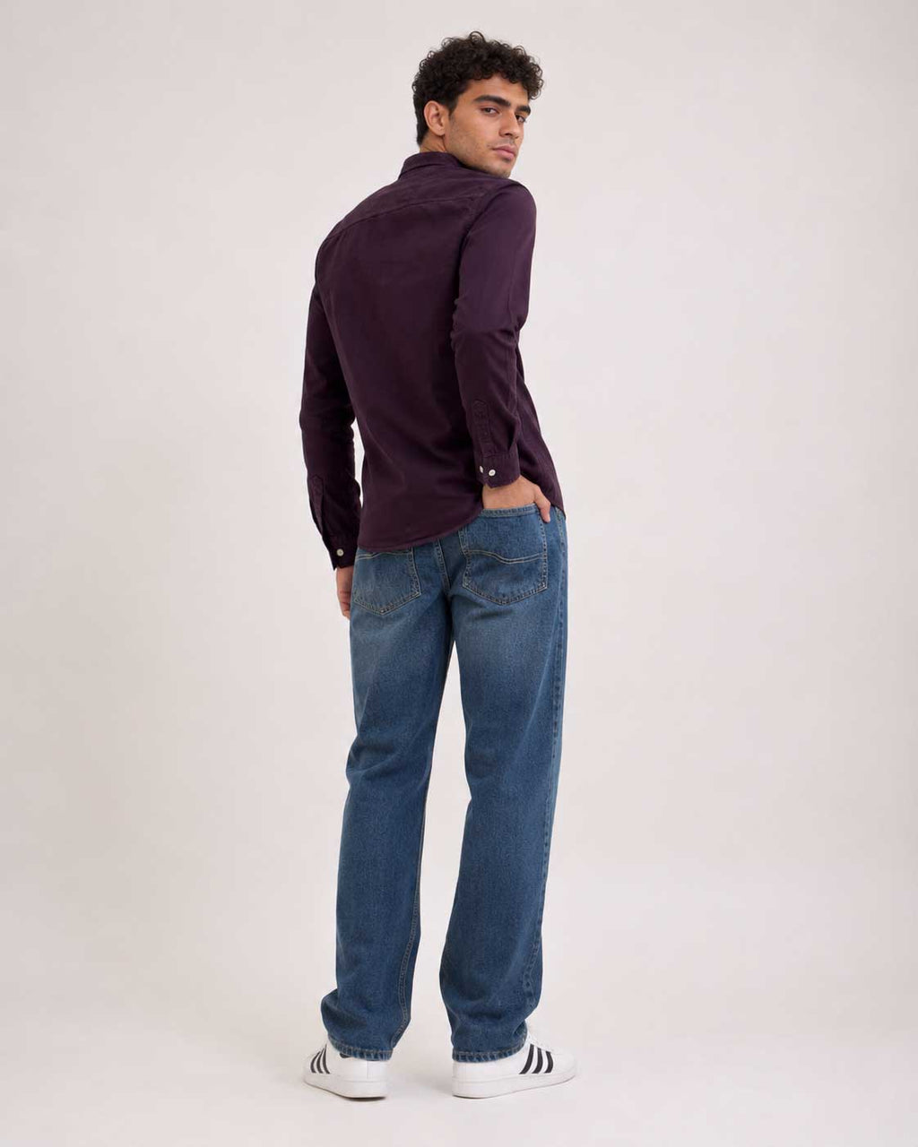 Regular Fit Denim Shirt – Burgundy