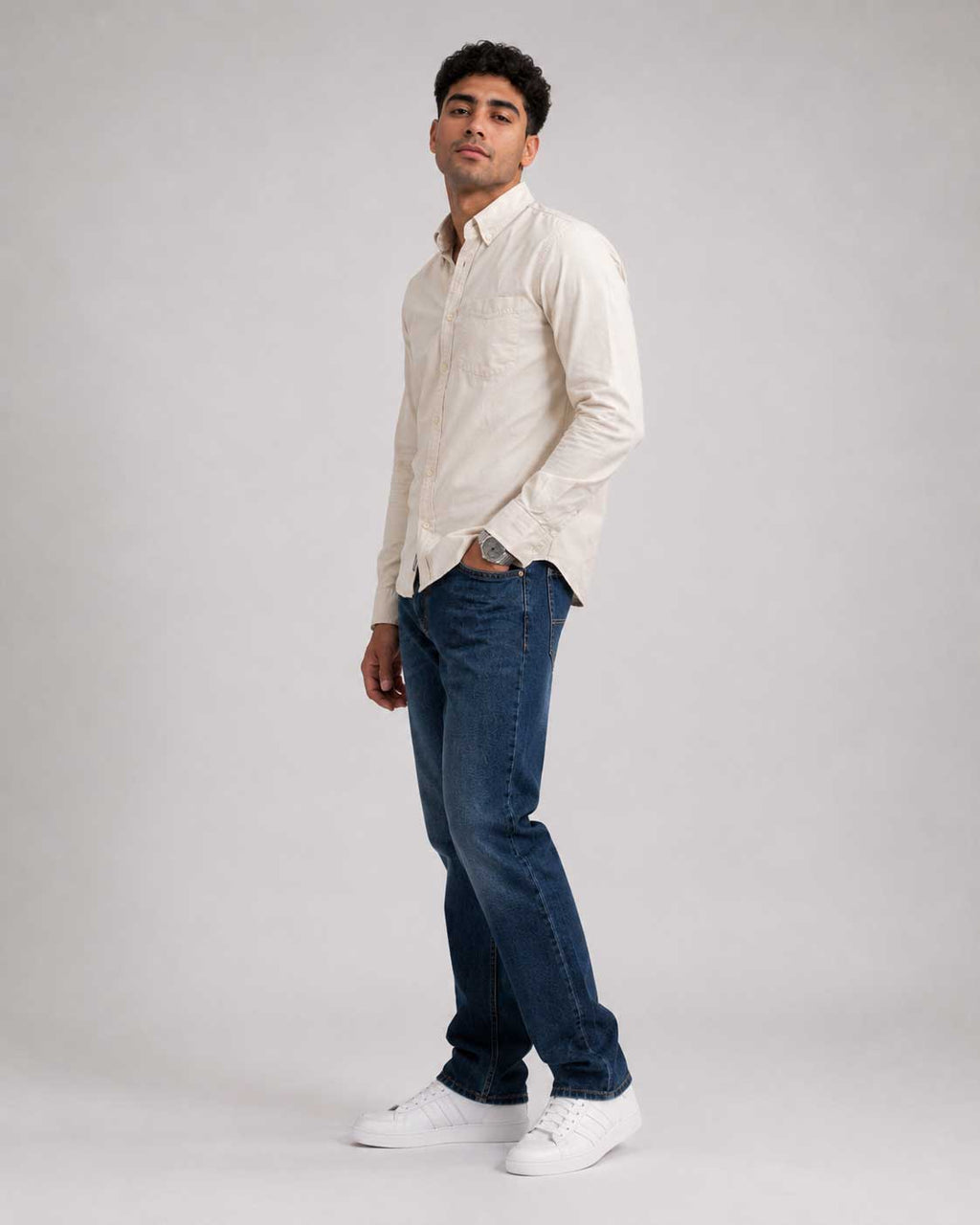 Regular Fit Denim Shirt – Beige