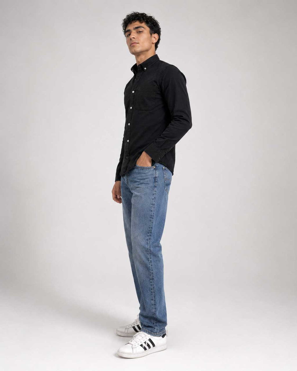 Regular Fit Denim Shirt – Black