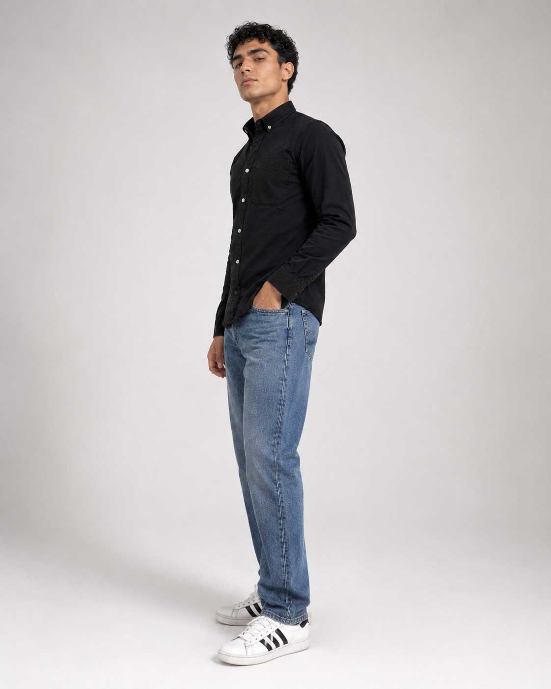 Regular Fit Denim Shirt – Black