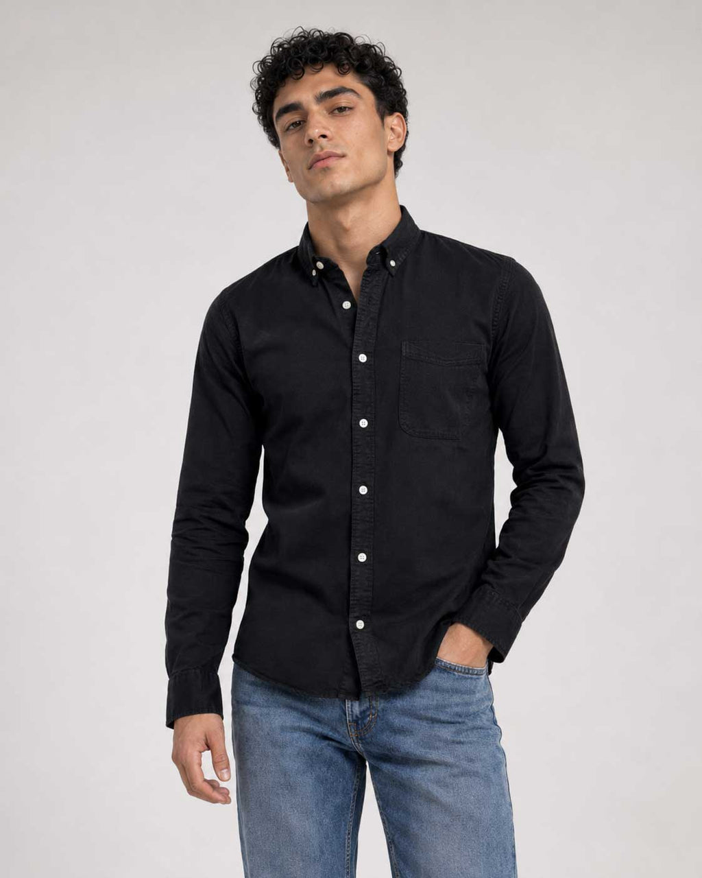 Regular Fit Denim Shirt – Black
