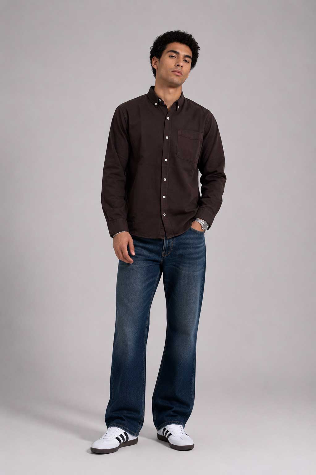 Regular Fit Denim Shirt – Brown