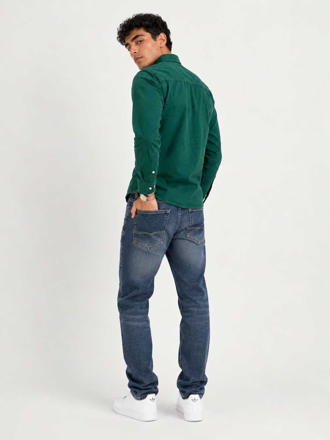 Regular Fit Denim Shirt Green