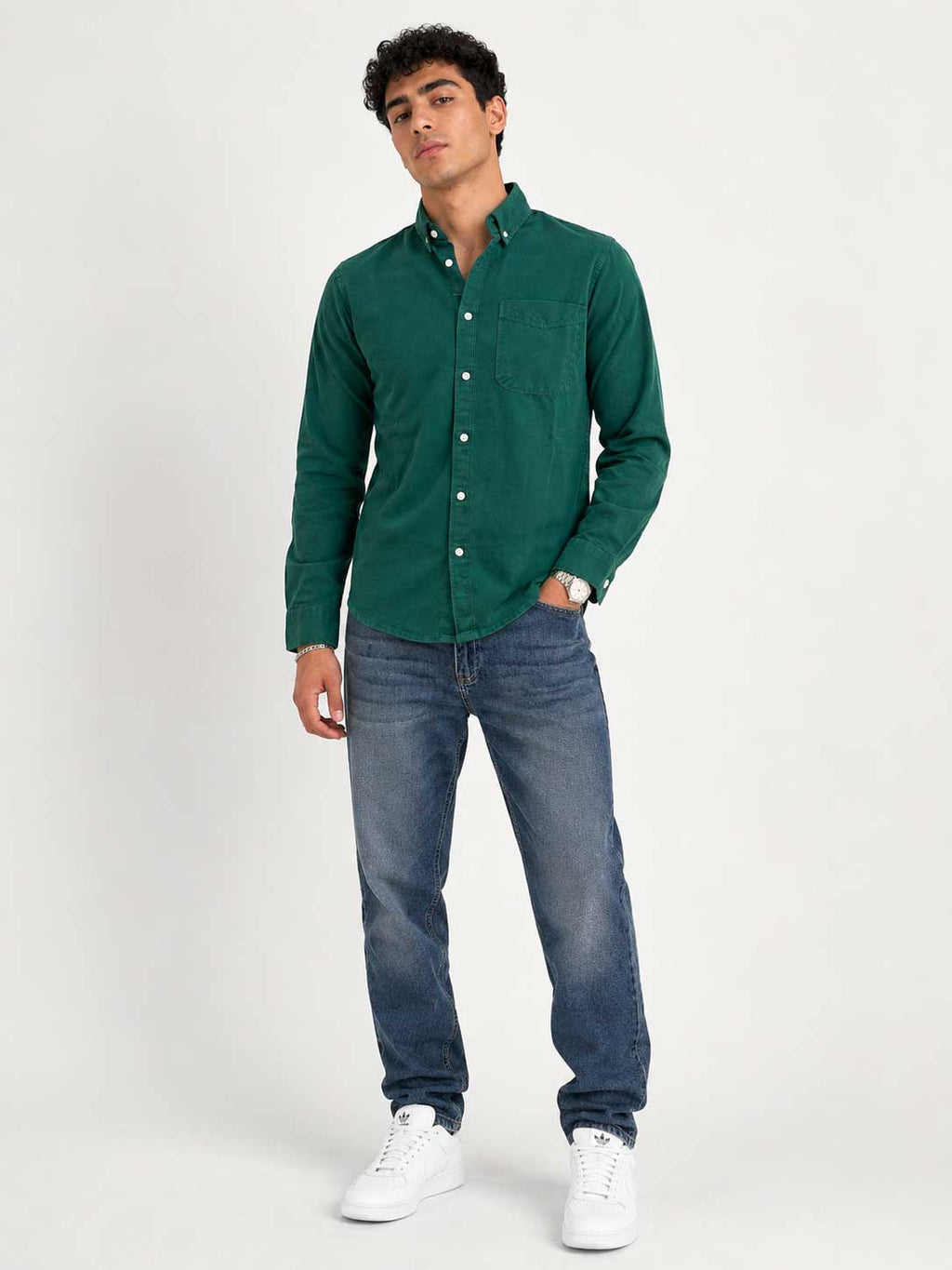 Regular Fit Denim Shirt Green