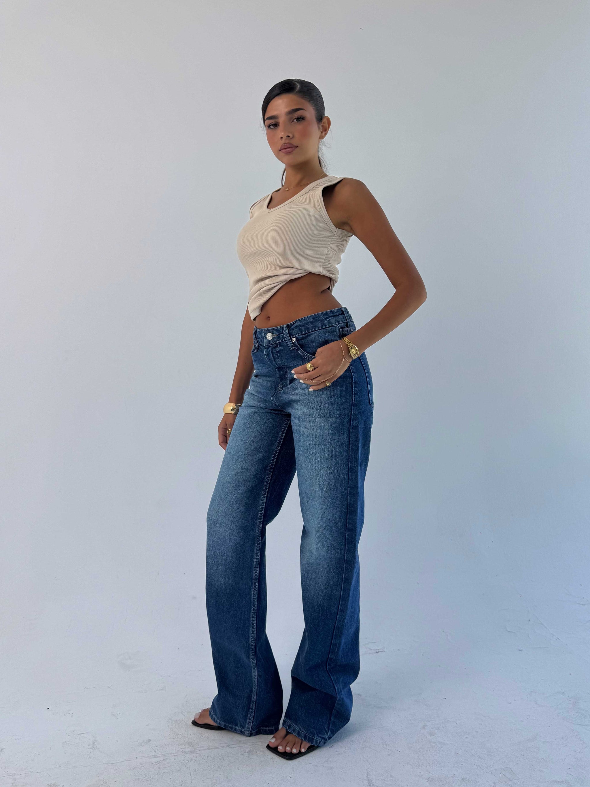 Straight High waist ocean blue jeans