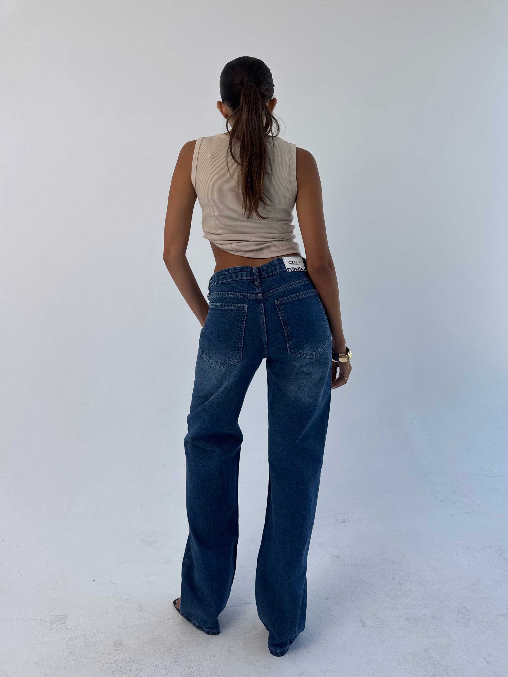 Straight High waist ocean blue jeans