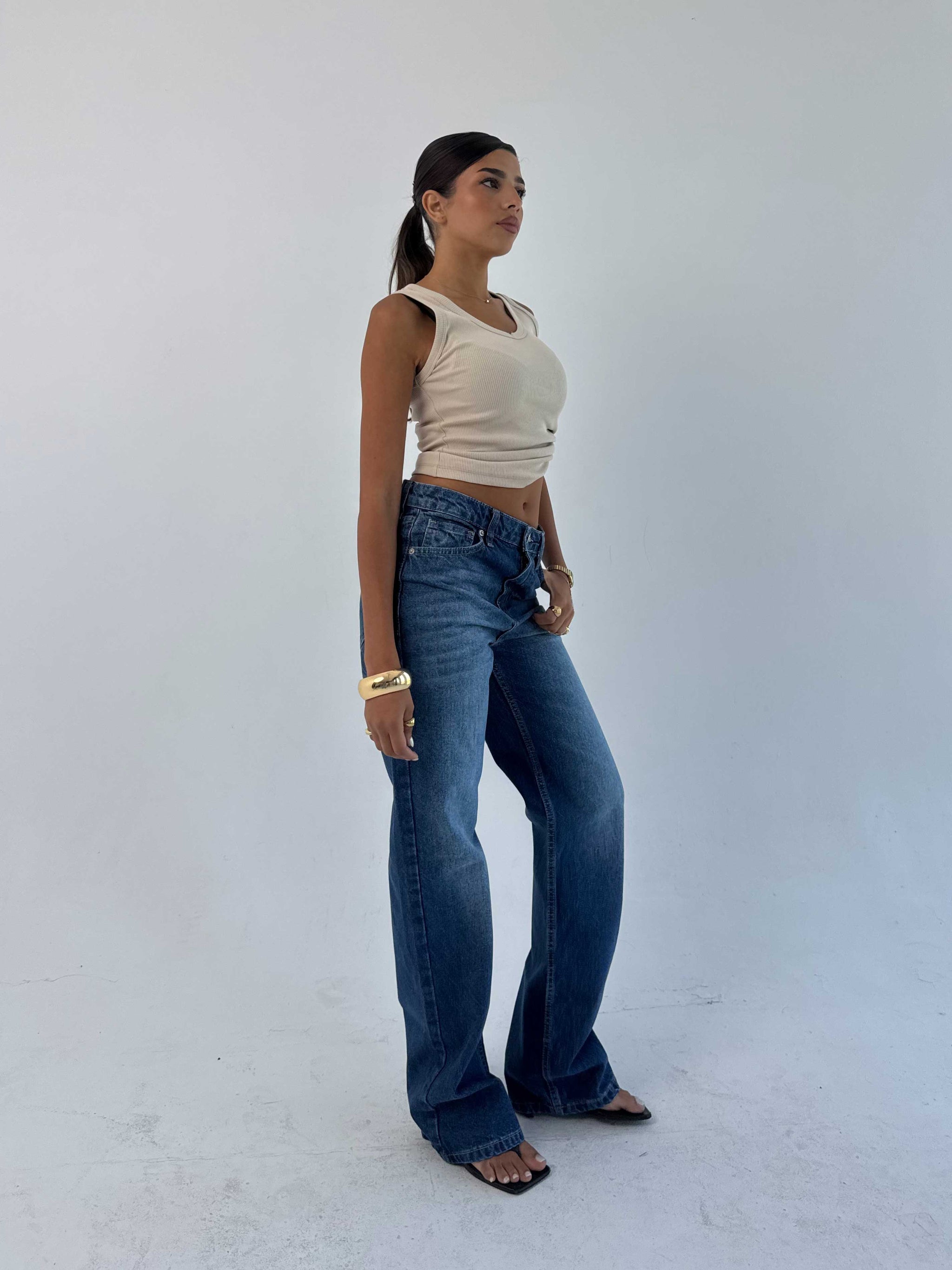 Straight High waist ocean blue jeans