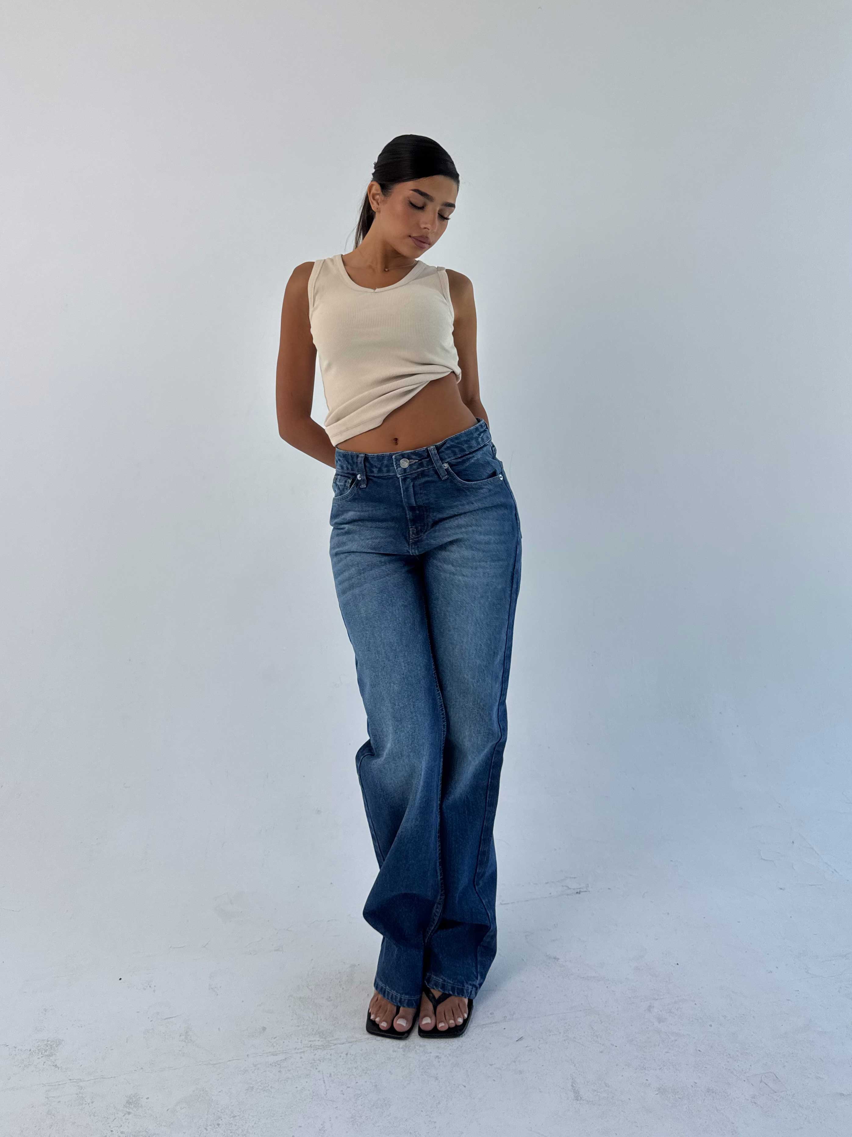 Straight High waist ocean blue jeans