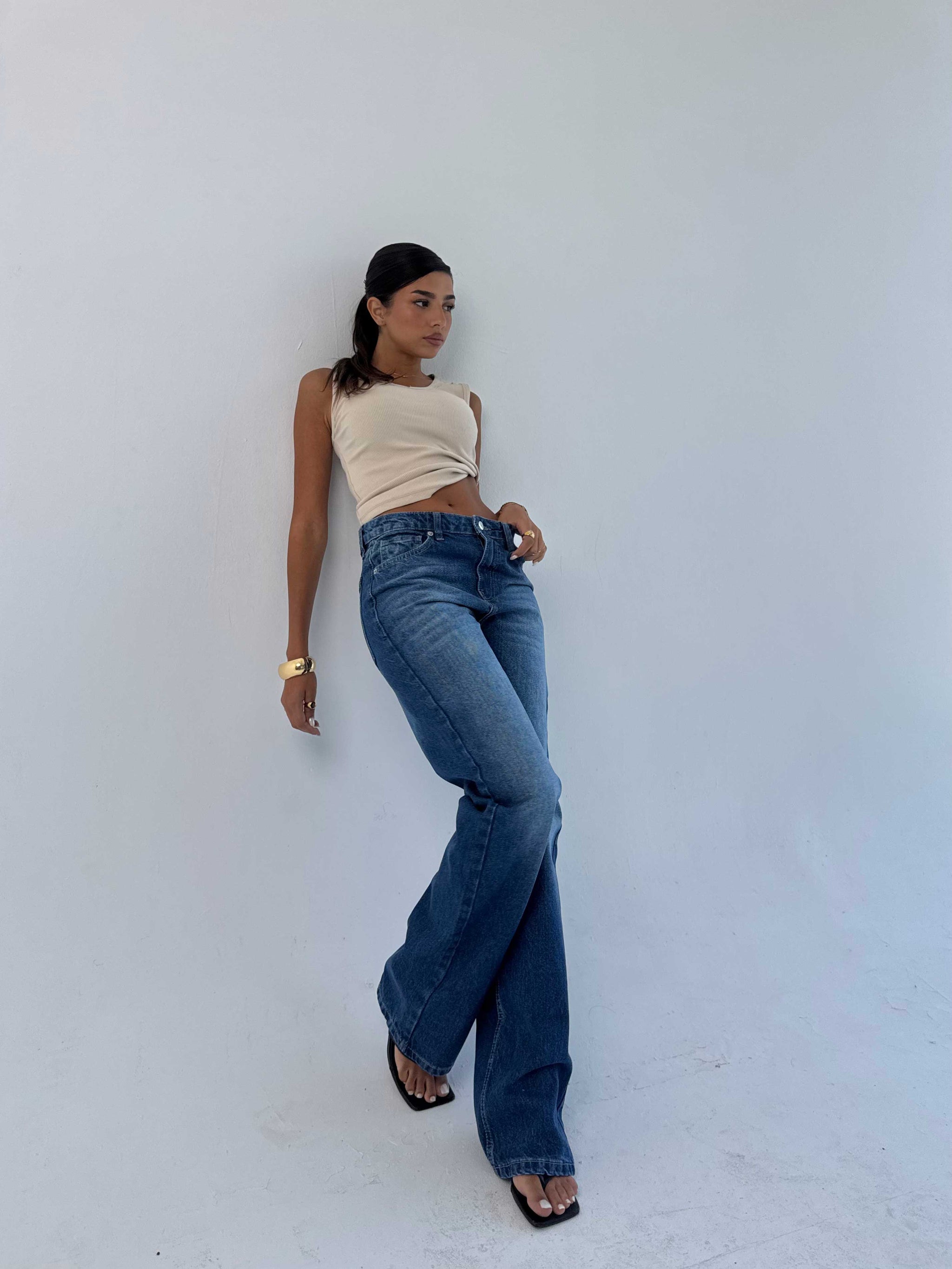 Straight High waist ocean blue jeans