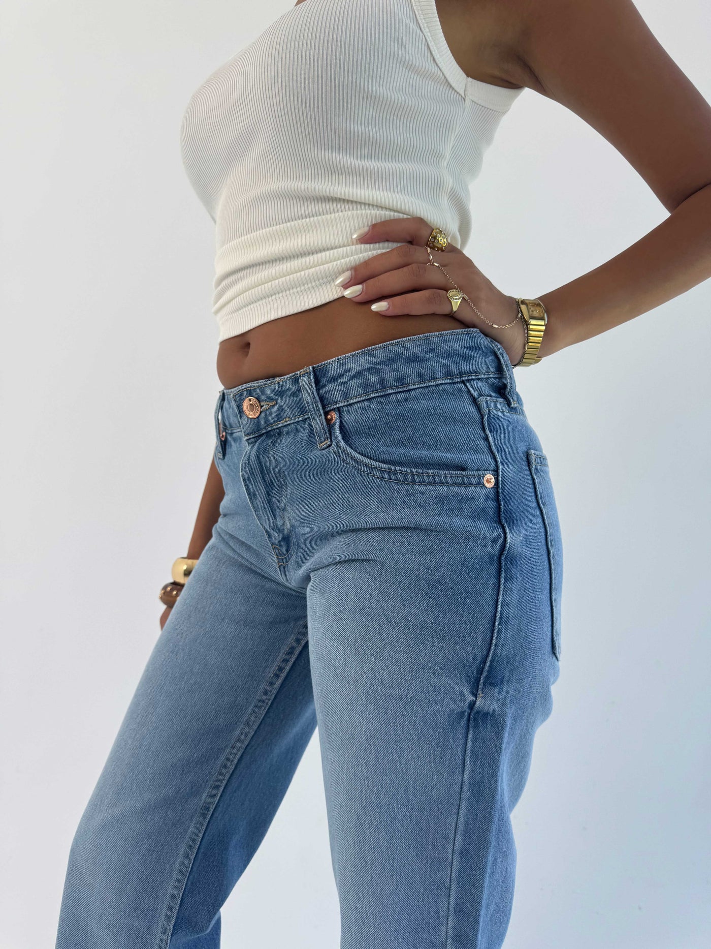 Straight Low waist Marine Blue jeans