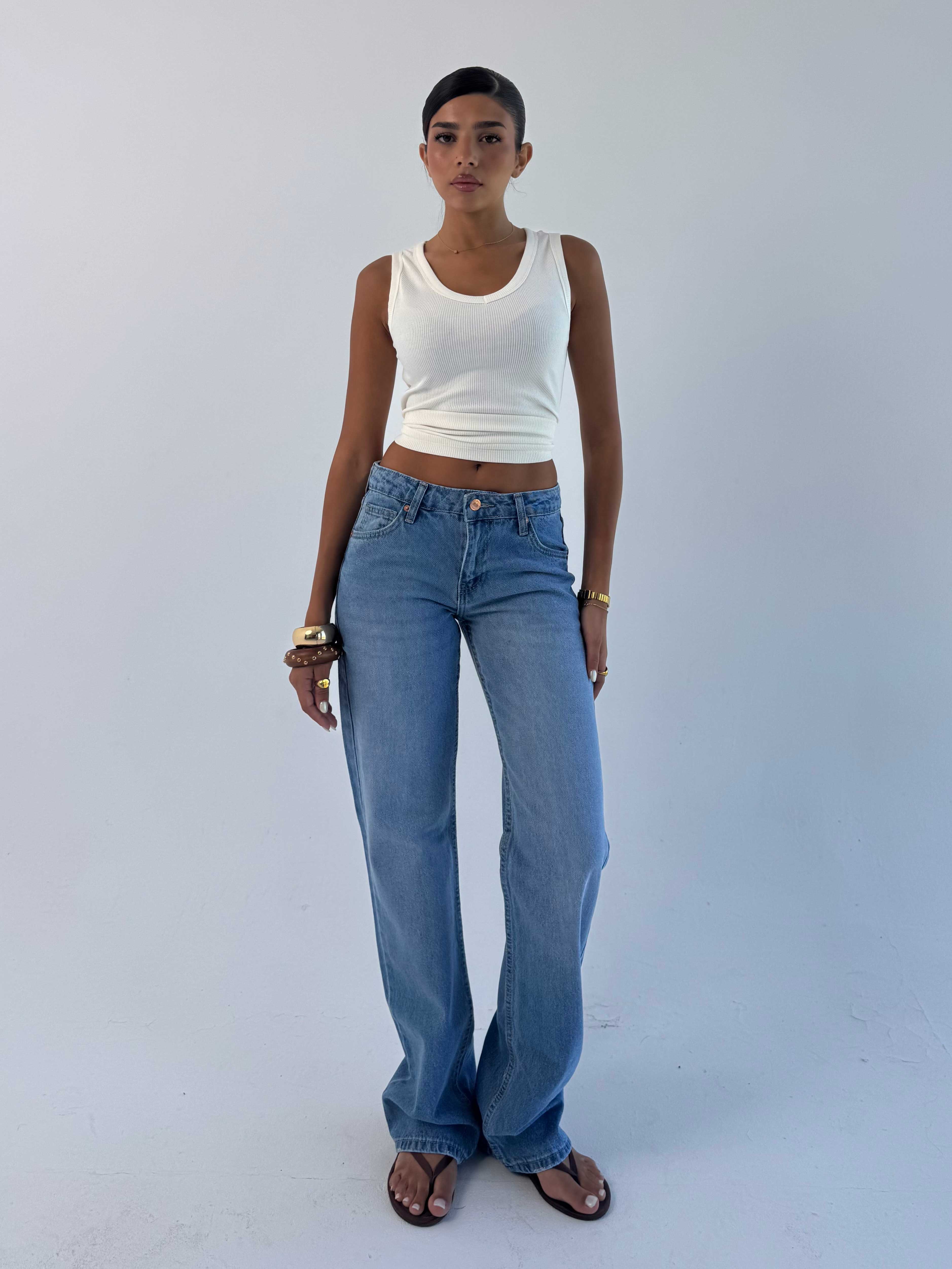 Straight Low waist Marine Blue jeans