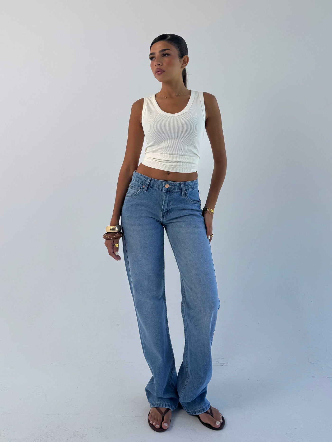 Straight Low waist Marine Blue jeans