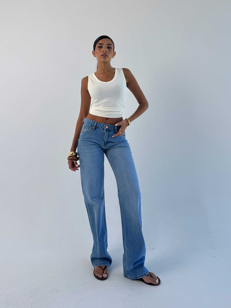 Straight Low waist Marine Blue jeans