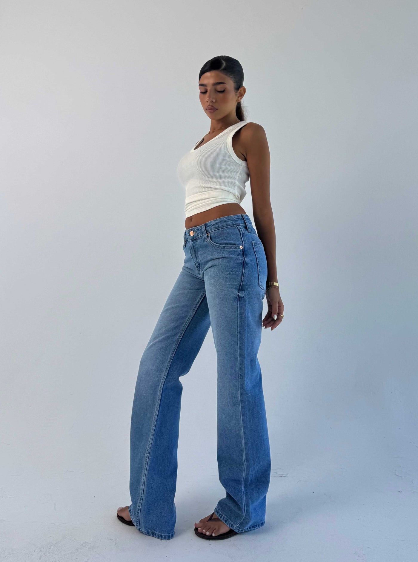 Straight Low waist Marine Blue jeans