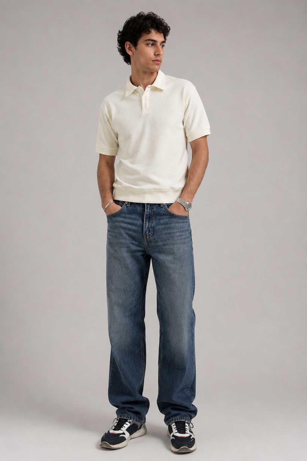 Straight Fit Mid Vintage Blue Jeans