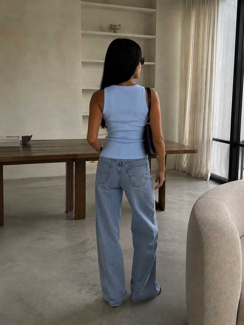 Ribbed Crew Neck Tank Top – Baby Blue