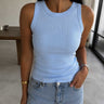 Ribbed Crew Neck Tank Top – Baby Blue