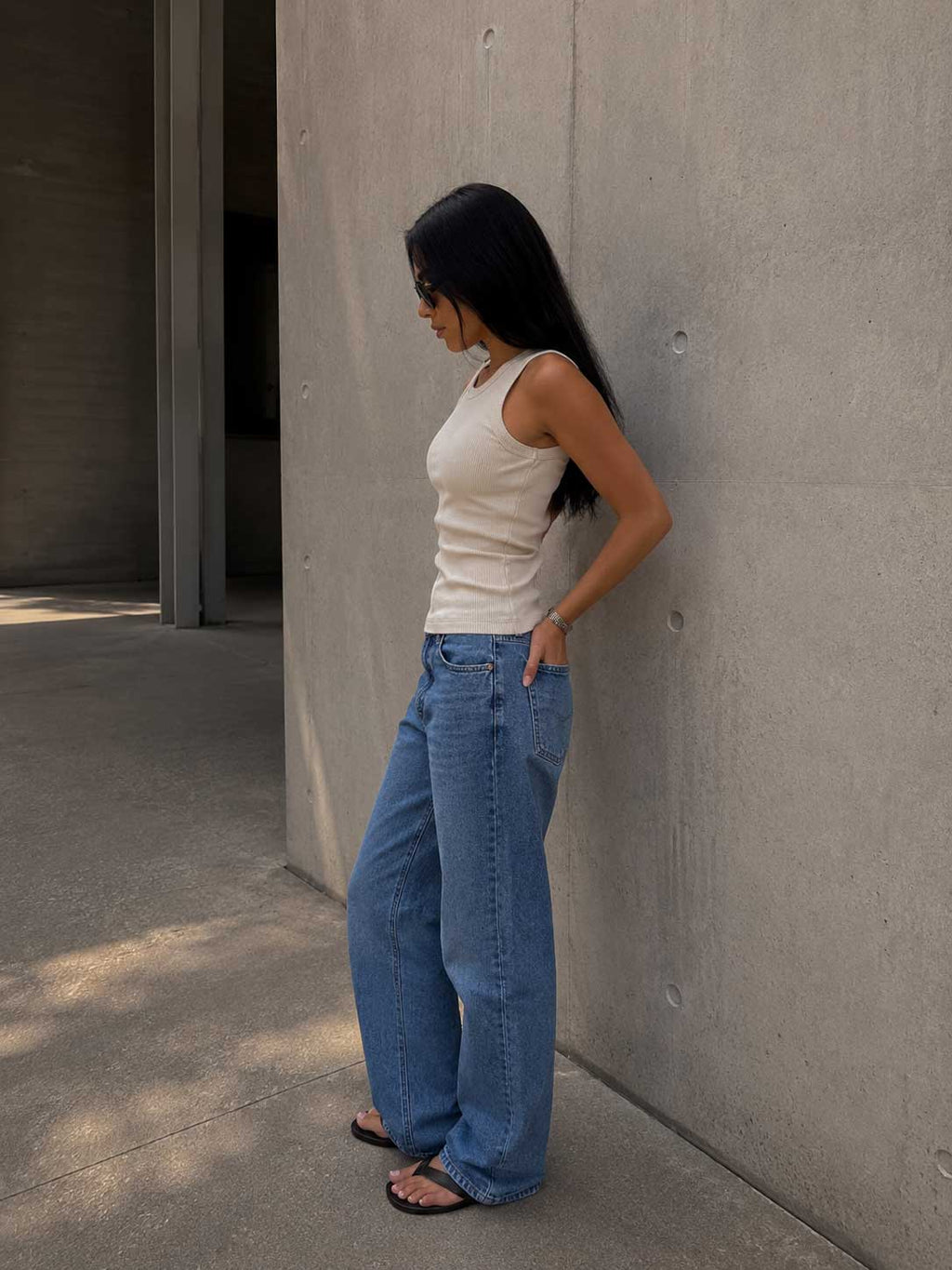 Ribbed Crew Neck Tank Top – Soft Sand Basic shirt CIZARO - Cizaro Jeans